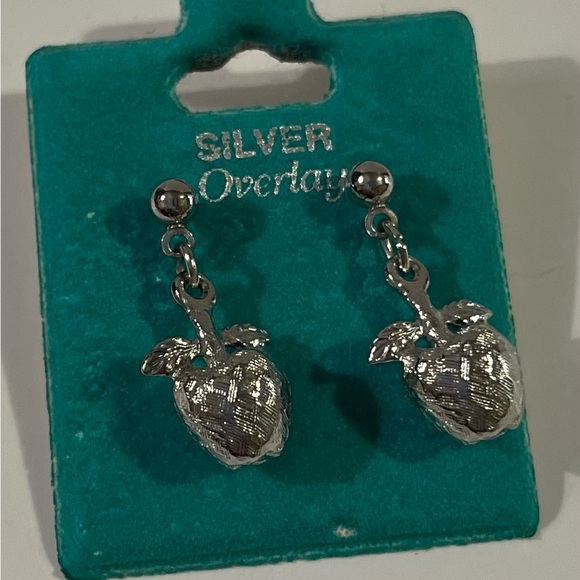 NWT Silver Overlay Apple Earrings - Picture 1 of 4